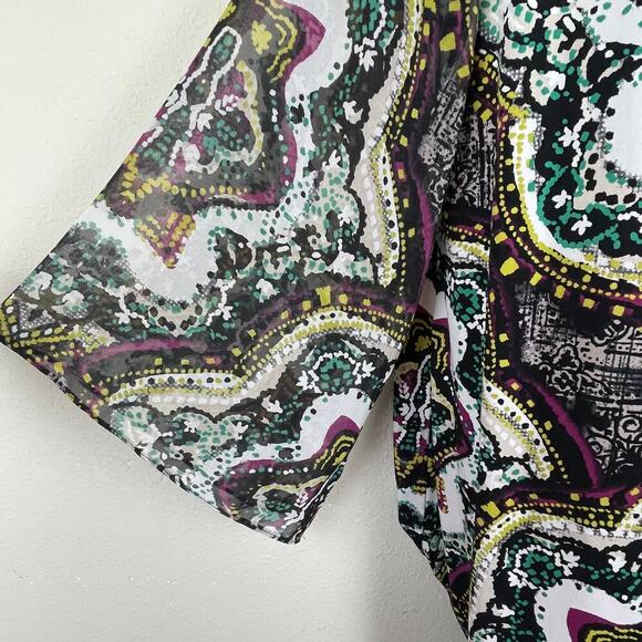 Style & Co Size XL Floral Tunic Top 3/4 Sheer Sleeve‎ Stretch Scoop Neck - Picture 3 of 6